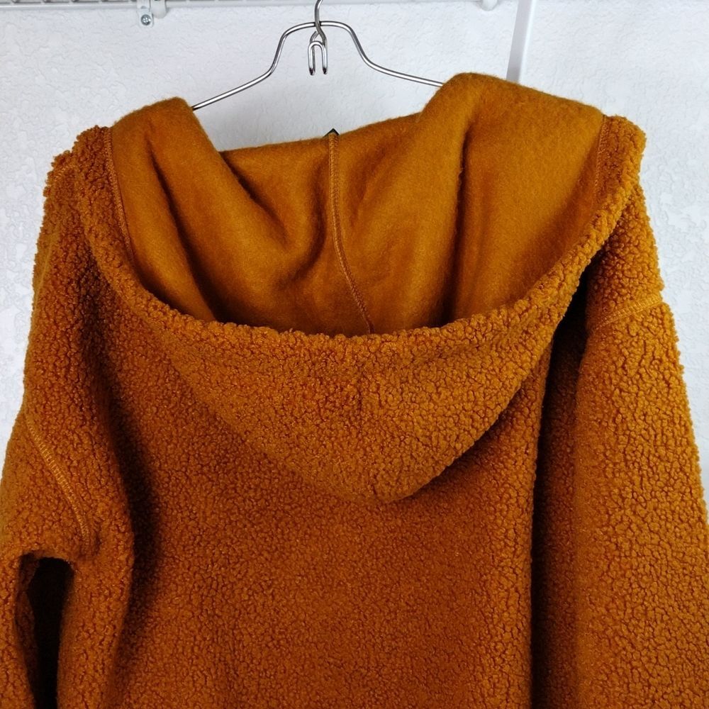 Women's Half-Zip Sherpa Anorak Hoodie Jacket -  Rust Color - Picture 6 of 8